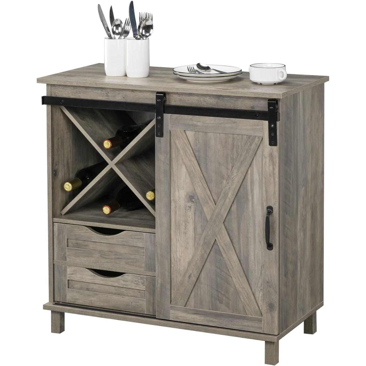 XINiHoXe Farmhouse Barn Door Wine Liquor Home Coffee Bar