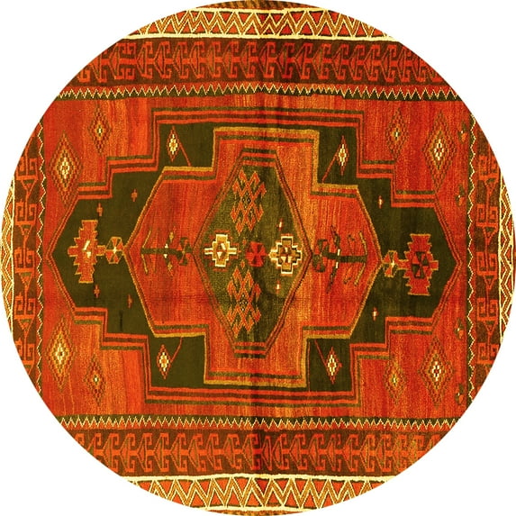 Ahgly Company Indoor Round Persian Yellow Traditional Area Rugs, 5' Round
