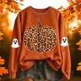 thumbnail image 4 of Bainana Women'S Halloween Sweatshirts Leopard Pumpkin Graphic Pullover Shirt Trendy Theme Party Sweatshirts Orange S, 4 of 4