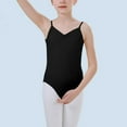 thumbnail image 2 of CYRBOKO Gymnastics Leotards for Girls, Training Spaghetti Strap Stretchy Backless Ballerina Dancewear Black Size 5-6 T, 2 of 7