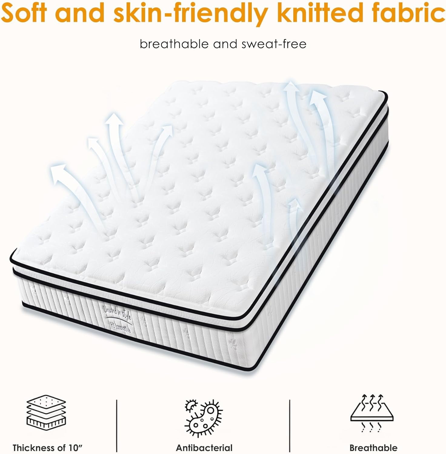 Soges 10" Mattress King Size Hybrid Mattress, Individual Pocket Spring Bed Mattress, Medium Firm Mattress for Pressure Relief, Strong Edge Support, CertiPUR-US