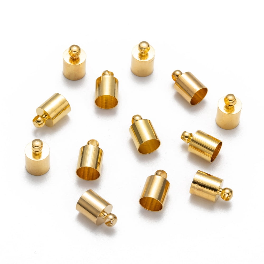 500pcs Brass Cord Ends Golden 10x6mm Hole: 1.2mm 5.5mm inner diameter