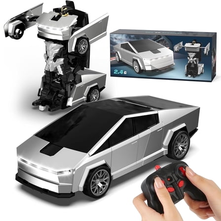 LINXUXIE Transform Cyber Truck RC Truck,1:12 Scale,2.4GHz Remote Control Car with 360° Rotation LED Lights,Birthday Gifts for Kids 3-5 5-12 Year Old
