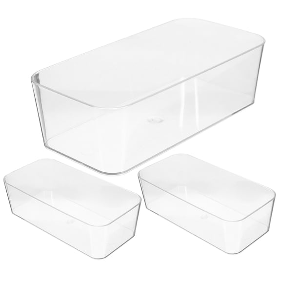 FOMIYES Clear Acrylic Drawer Organizers Set of 3 for Makeup Vanity, Bathroom Storage and Desk Accessories