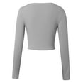 thumbnail image 5 of Long Sleeve Shirts for Women T Shirts Fall Tops Ribbed Button Cardigan Right Shoulder Blouses Dressy Casual Light Gray S, 5 of 5