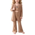 thumbnail image 4 of LvhaoGJOB Toddler Girls Cardigan and Pants Outfit Set, Khaki - ribbed knit, embroidered butterfly, 4 of 7