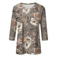 thumbnail image 4 of Womens Tops 3/4 Sleeve Trendy Floral Printed Crewneck Tee Shirts Summer Casual Loose Fit Workout Pullover Blouses, 4 of 5