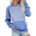thumbnail image 2 of Wyzesi Chandails en Molleton Décontractés pour Femmes Mode Décontractée Rayé Couleur Unie Imprimé avec Poche Col Rond Manches Longues Sweat à Capuche Chandails en Molleton Col Rond Femmes Chandails en Molleton Graphiques Overd Maxi Femmes, 2 of 5