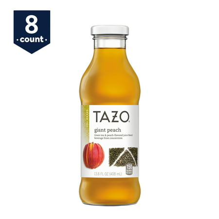 Tazo Iced Tea, Giant Peach, 13.8 oz Glass Bottles, 8
