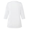 thumbnail image 6 of SDNall Summer Blouses for Women 2024 Fashion T-Shirt Floral Printed Lace Three Quarter Sleeve Blouse V-Neck Casual Tops Womens Blouses (White, Sizes S-XXL), 6 of 9
