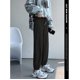 thumbnail image 3 of Pantalones deportivos de pana para mujer, forro polar grueso, cintura alta, holgados, adelgazantes, para otoño e invierno, pantalones casuales, 3 of 3