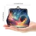 thumbnail image 2 of Space Elegant 0.7 Microfiber Coin Purse with Zinc Alloy Jaws, 4.3x4.7 in / 11x12 cm, Stylish Wallet for Women, Black Texture - Ideal for Coins, Cards, and Cash, 2 of 7