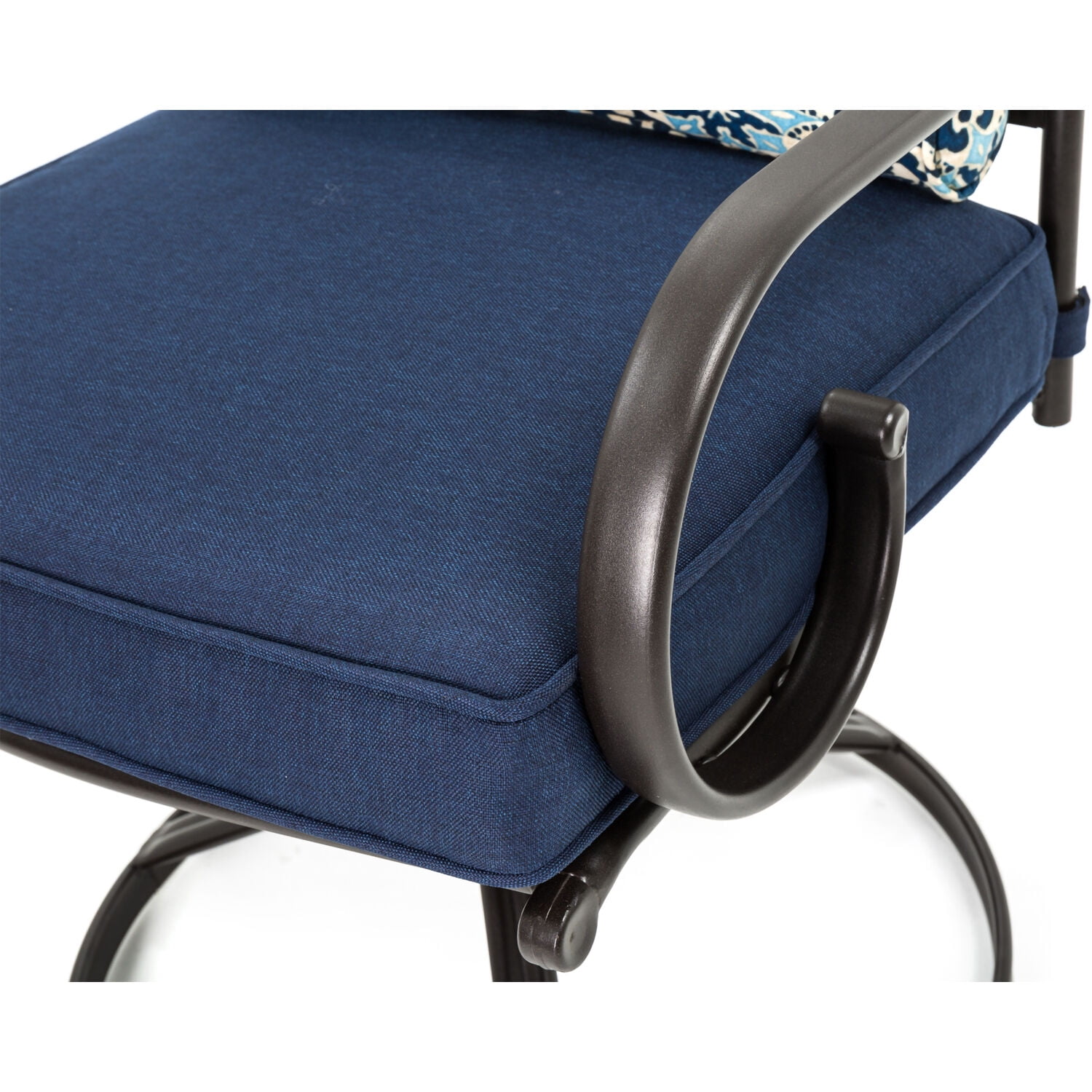 Hanover Montclair 3-Piece All-Weather Outdoor Patio Bistro Dining Set, 2 Swivel Rocker Chairs with Comfortable Seat and Lumbar Cushions, 27" Square Stamped Rectangle Table, MCLRDN3PCSW2-NVY