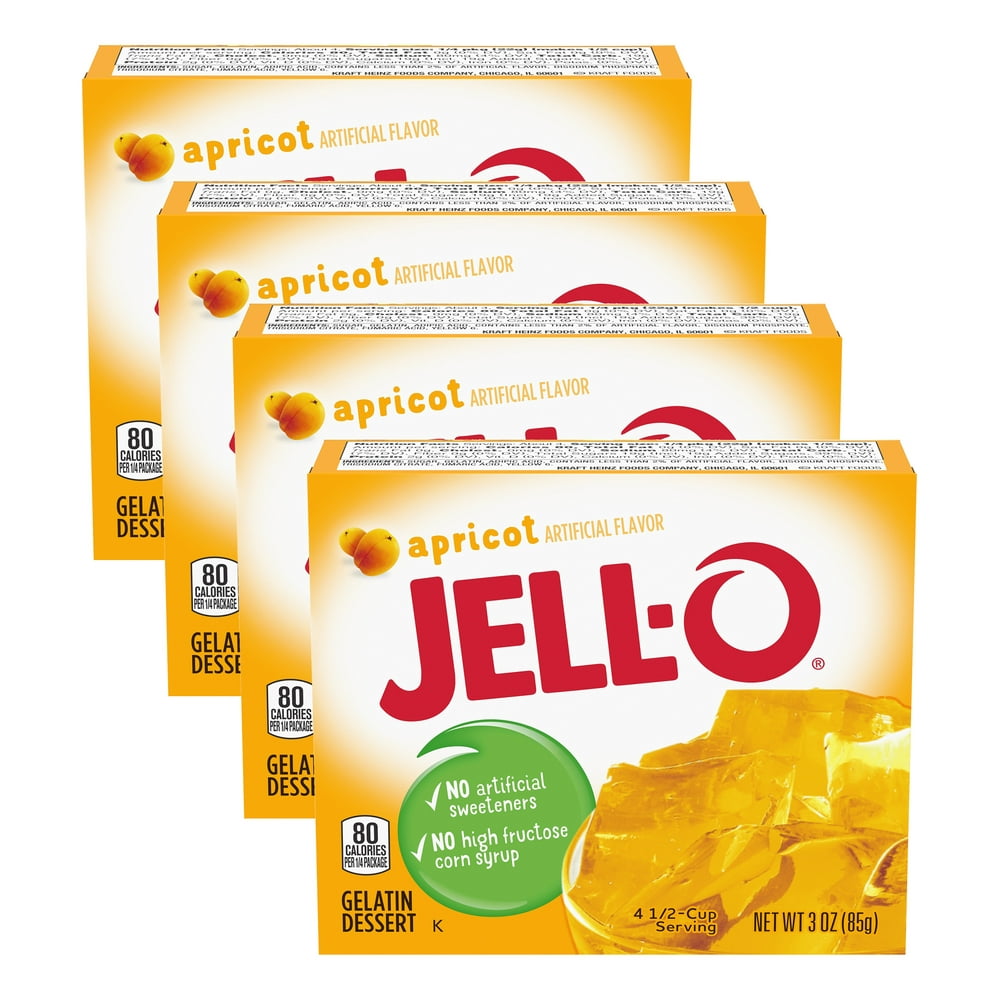 (4Pack) JellO Apricot Instant Gelatin Mix, 3 oz