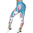 thumbnail image 3 of Rovga Womens Leggings High Waist Yoga Easter Day Bunny Prints Tights Compression Yoga Running Fitness High Waist Pants Pants Relax Fit Daily Wear Sky Blue M, 3 of 7