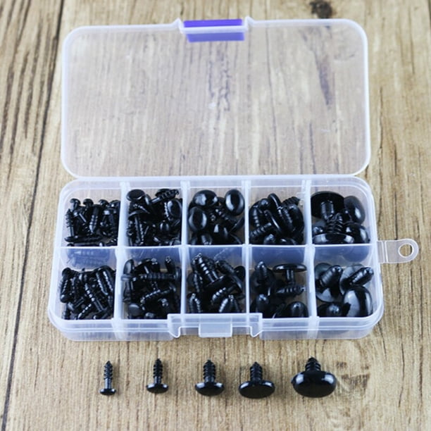 125pcs/Box Craft DIY Black Oval DOLL NOSE With Washers Plastic Safety Nose Teddy Bear Stuffed Toys Snap Animal Dolls Accessories20Pcs eyes(6mm)Russian Federation He Qiyong unisex