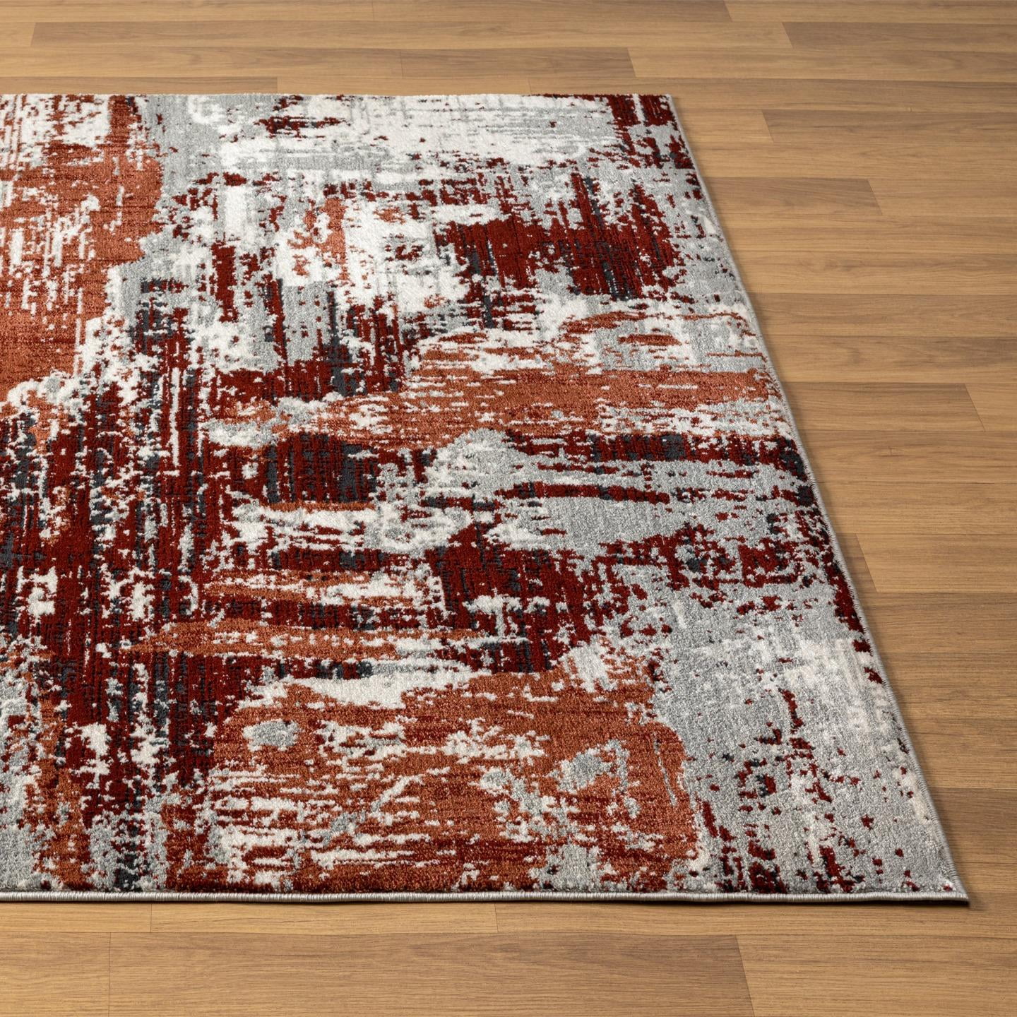 Luxe Weavers Modern Abstract Distressed Red 8x10 Area Rug for Living Rooms and Bedrooms