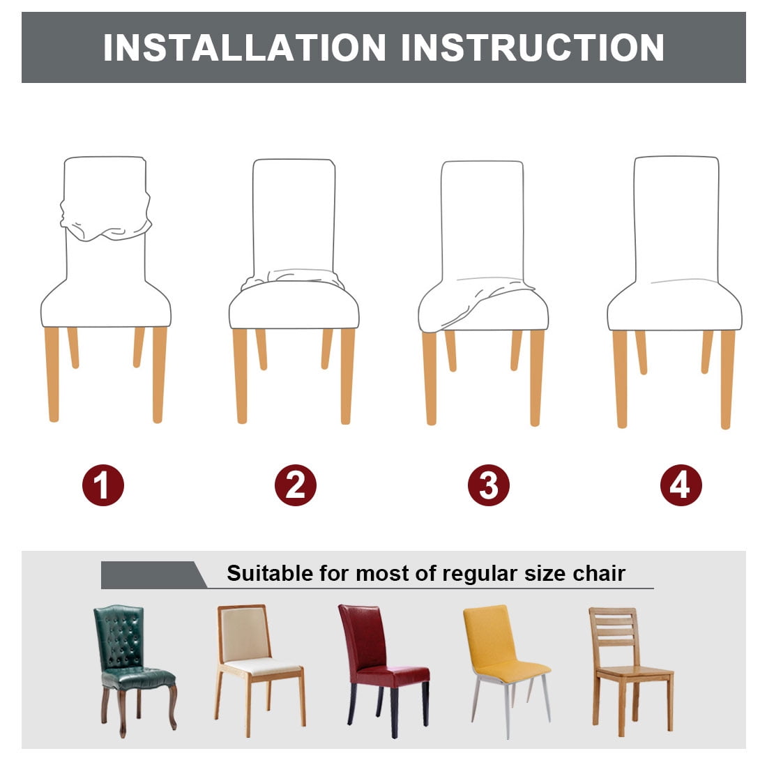 Unique Bargains Stretch Spandex Dining Room Chair Covers Set of 4, Sky Blue