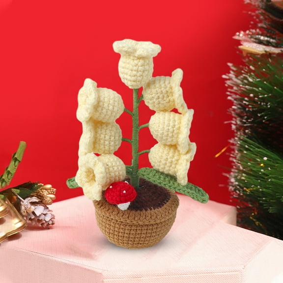 Hmgxay Knitted Decorative Plant, Crocheted Home Decor Plant, Handcrafted Potted Succulent, Cute Indoor Greenery Ornament(Yellow)