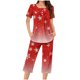 thumbnail image 2 of Puntoco Conjuntos de pijama cómodos para mujer, conjunto de pijama con top de manga corta con botones y cuello redondo con estampado navideño y pantalón con bolsillos y cintura elástica, 2 of 5