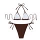 thumbnail image 2 of Bikini Sexy para mujer, traje de baño de dos piezas con cuello Halter, sujetador acolchado negro liso, bañador triangular con lazo lateral para verano, 2 of 4