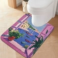 thumbnail image 2 of Yayeee Bath Rug for Bathroom Floor Non Slip Rectangle Fluffy Soft Absorbent Mat, 16"x24", Purple Window Scene, 2 of 7