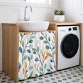 thumbnail image 3 of Colorful Leaf Cabinet Curtain 35"Wx35"L, Dustproof Under Sink Skirt with Self Adhesive Tape, Summer Botanical Pastoral Spring Cabinet Curtain Cover for Kitchen Sink, Bathroom Vanity, Laundry Room, 3 of 9
