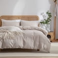 thumbnail image 2 of Cover Queen, 100% Washed Cotton Linen Like Textured Beige Bedding Set Queen, 1, 2 of 9