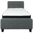 thumbnail image 5 of BizChair Twin Size Two Button Tufted Upholstered Platform Bed in Dark Gray Fabric with Mattress, 5 of 6
