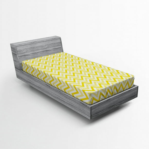 Yellow Fitted Sheet Chevron Abstract Zig Zag Pattern Striped Cool ...
