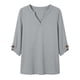 thumbnail image 5 of Mujeres 3/4 Manga de Verano Tops V Cuello Botonado Color Sólido Blusa, Camisetas Casuales de las Mujeres Suelto Ajuste Suave Respirable Primavera de Uso Diario, 5 of 7