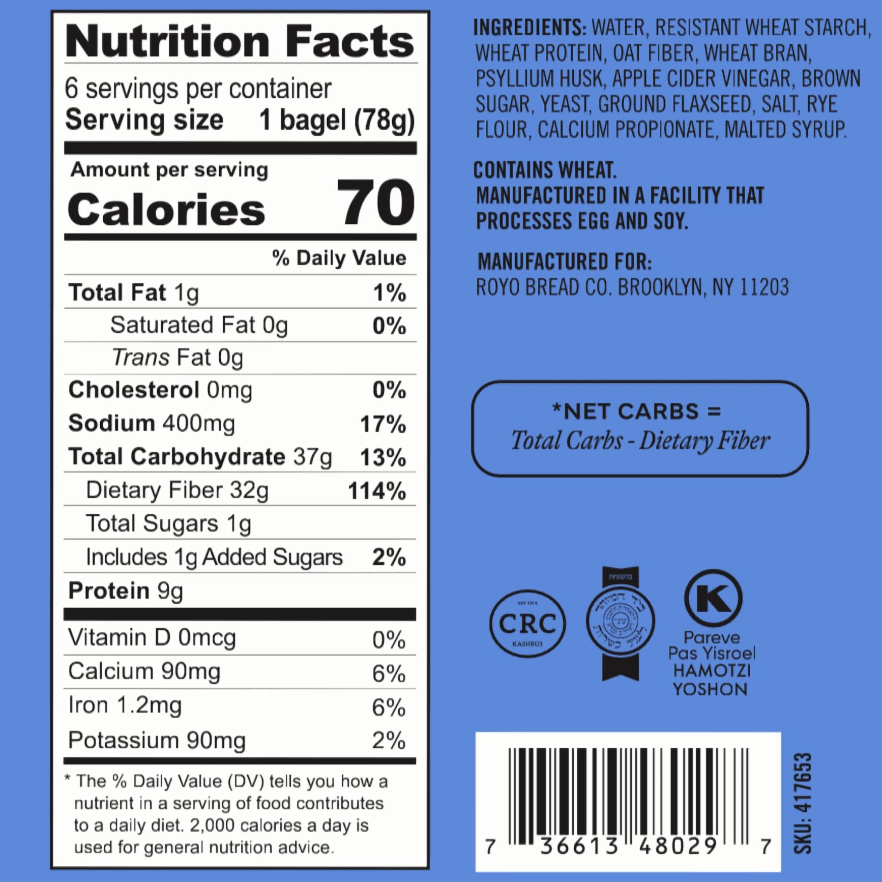 Royo Bread Co Low Carb New York Bagels (6 Bagels) Flavor: Plain