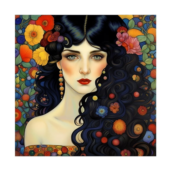 Canvas Wall Art - Tina Lavoie 'Art Nouveau Beauty II' Wall Art for Living Room, Bedroom, or Office Décor by Trademark Fine Art - 14 x 14 Inches