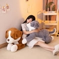 thumbnail image 3 of Perro de peluche marrón esponjoso, juguetes relajantes para niños, almohada para dormir, simulación de mantequilla suave y encantadora, regalo de cumpleaños grande y bonito, 3 of 4