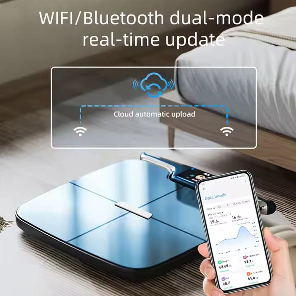 8 Electrodes Digital Smart WIFI Scale for Body Weight Fat Accurate BMI Muscle Mass 28 Body Composition Health Analyzer with App