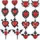 thumbnail image 1 of 1 caja de 16 dijes de corazón sagrado de 8 estilos, dijes góticos esmaltados, colgantes de metal con forma de corazón de aleación roja y negra., 1 of 7