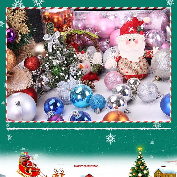 Yulucky Holiday Decoration Balls 40mm Christmas Tree Balls Ornaments 24-Pack Plastic Hanging Bauble Decor Set|Plastic,A