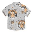 thumbnail image 2 of Dailycode Small Short Sleeve Button Down Shirts Tigers Face and Triangles Casual Shirt 3-10 Years, 2 of 9