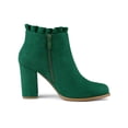 thumbnail image 3 of BLISSFUL STEP Women's Ankle Boots Pointed Toe Zip-Up Block Heel Emerald Green 8, 3 of 8