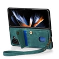 thumbnail image 4 of Nalacover for Samsung Z Fold 5, Slim Case Wallet with Credit Card Holder, Back Flip Premium Leather Magnetic Clasp Kickstand Wirst Hand Strap Shockproof Cover for Samsung Galaxy Z Fold 5, Green, 4 of 11
