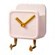thumbnail image 1 of Caja de almacenamiento montada en la pared, contenedor multifuncional con forma de reloj de PP con ganchos para mesita de noche de dormitorio, color blanco, 1 of 14