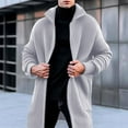 thumbnail image 2 of YLSDY Men's Long Sleeve Knit Cardigan Sweater Solid Color Open Front Longline Pullover Warm Winter Coat Gray XL, 2 of 4