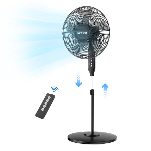 NFTIGB 16'' Oscillating Pedestal Fan w/Remote and Timer, 12 Speeds,Adjustable Height Floor Fan New
