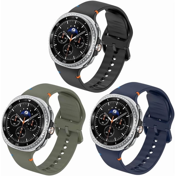 REQO [3 Pack] Bands Compatible for Samsung Galaxy Watch 9 8 40mm 44mm/Watch 8 Classic 46mm Band, Soft Silicone Sport Replacement Straps Wristband for Galaxy Watch 8/8 Classic