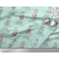 thumbnail image 2 of Soimoi Green Silk Fabric Tree Stump & Owl Cartoon Print Fabric by Yard 42 Inch Wide, 2 of 3