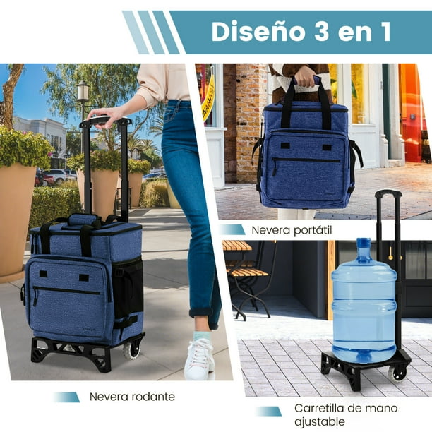 Costway 3 en 1 Carro Nevera Grande de Ruedas 40L Aislamiento Termico y Antifugas con Bolsa Desmontable Asa Placa Inferior para Camping Picnic Costway Modern Walmart en linea
