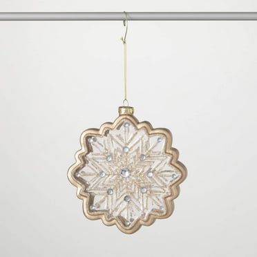 7.75"H Sullivans Glittered Snowflake Christmas Ornament, Gray