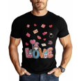 thumbnail image 1 of Camisetas para hombre, camiseta de algodón con cuello redondo y corazones románticos, de manga corta, para San Valentín, con letras de labios y corazones., 1 of 8