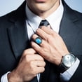 thumbnail image 5 of Retro Large Tiger Eye Stone Mens Ring Turquoise Vintage Ring for Men Oval Gemstone Stainless Steel Ring Size 7-13, 5 of 7