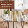 thumbnail image 4 of Brown Gray Round Tablecloth, Fitted Table Cover with Elastic for 55"-60" Round Tables, Vintage Abstract White Ombre Texture Table Cloth Outdoor Indoor Dinning Party Waterproof Tablecloths, 4 of 7